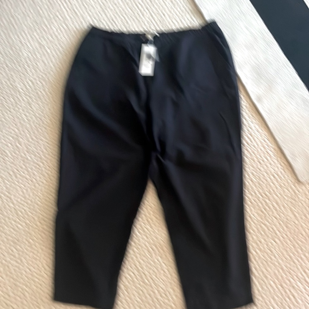 Eileen Fisher Black cotton/linen crop pant
